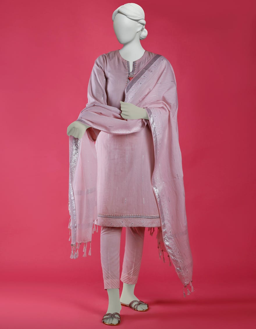 Pink Dyed Unstitched 3 Piece Dress | Ccw-3Psu-S-23-034