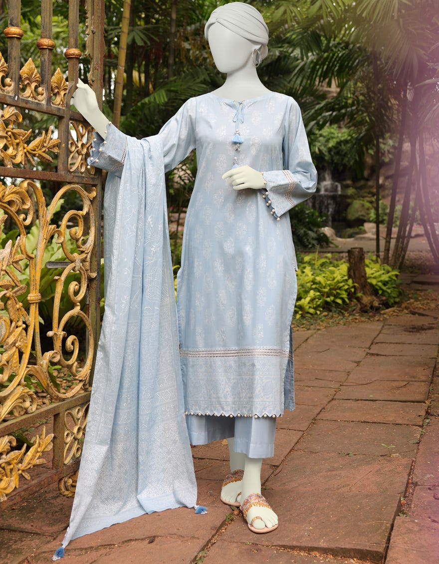 Light Blue Lawn Unstitched 3 Piece Dress | Jlawn-S-23-036 Nour
