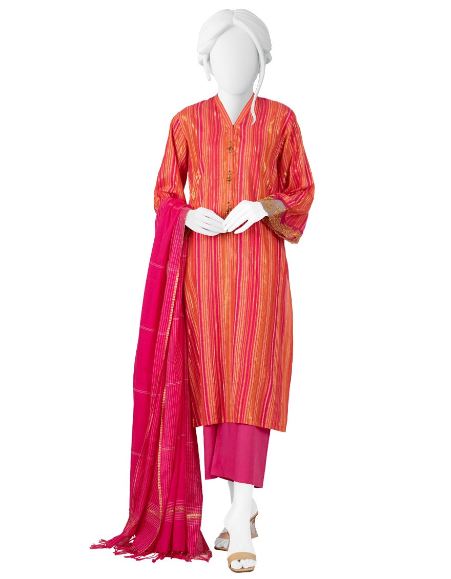 Pink Jacquard Unstitched 3 Piece Dress | Jlawn-S-23-039 Pinkish