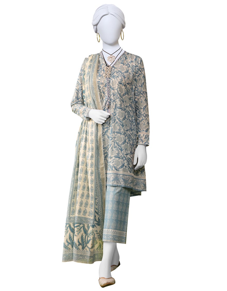 Blue Lawn 3 Piece Stitched Dress | Jlawn-S-23-041