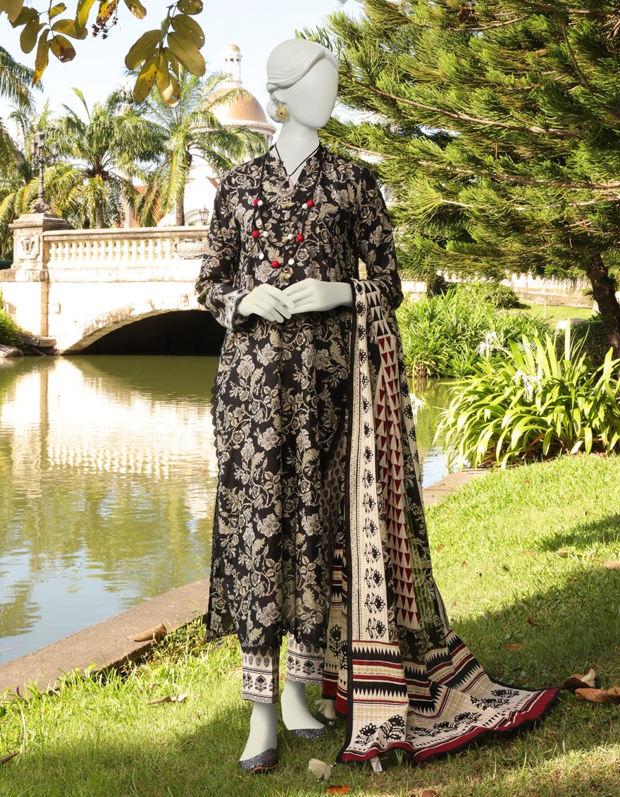 Black Lawn Unstitched 3 Piece Dress | Jlawn-S-23-042 Vivid