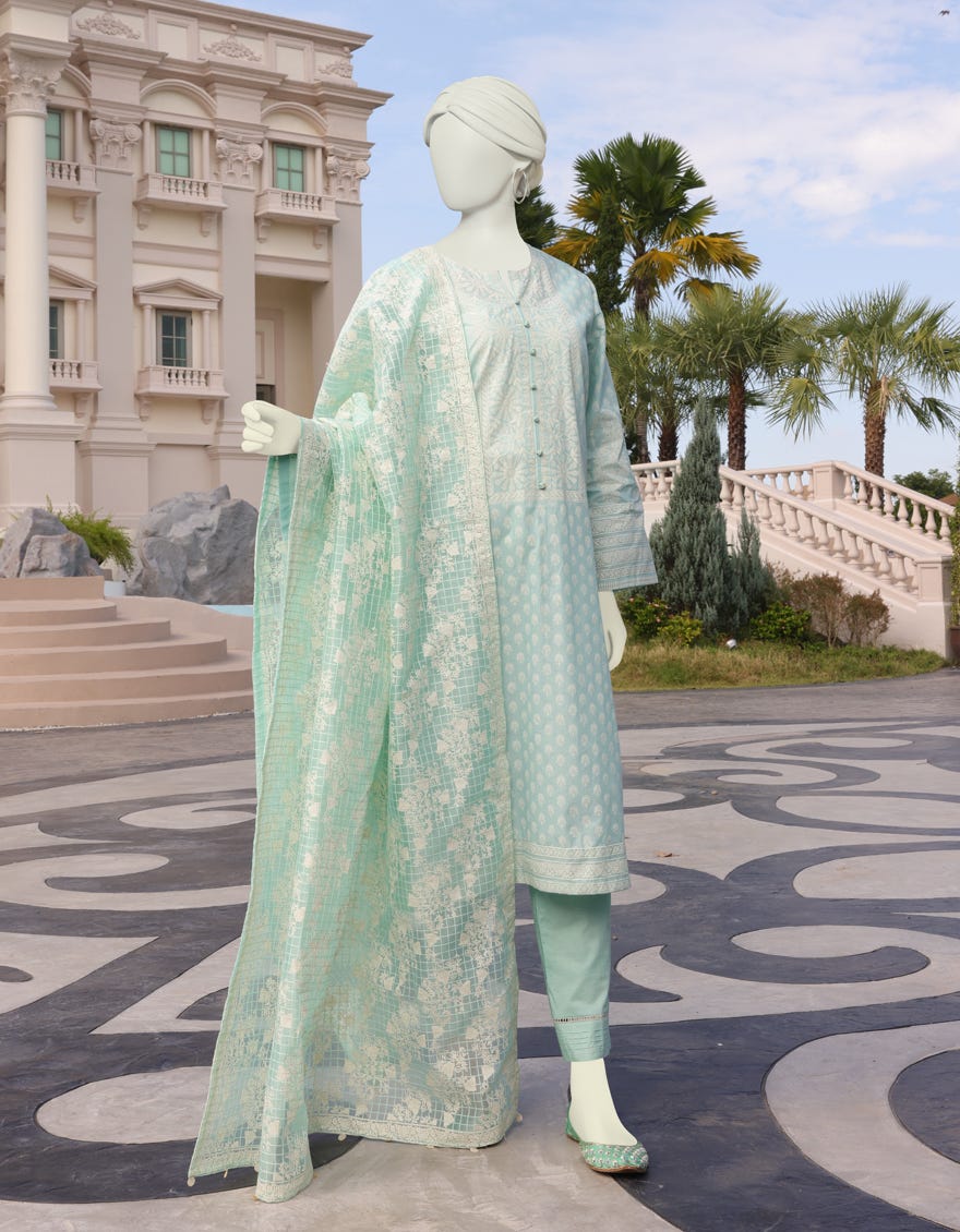 Aqua Lawn Unstitched 3 Piece Dress | Jlawn-S-23-045 Aqua