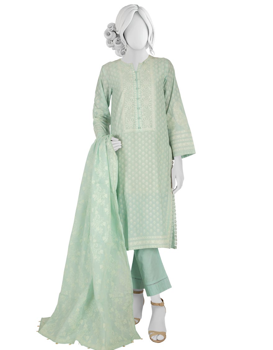 Aqua Lawn 3 Piece Stitched Dress | Jlawn-S-23-045