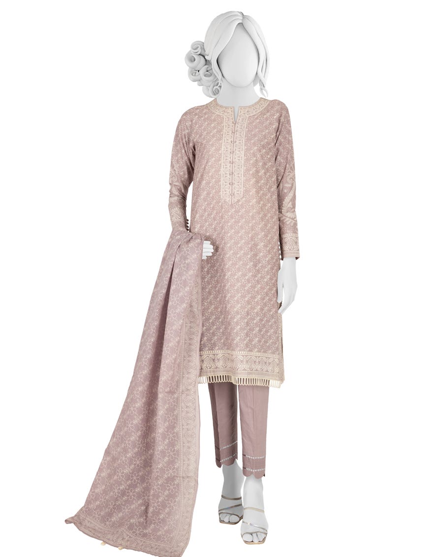 Lilac Lawn 3 Piece Stitched Dress | Jlawn-S-23-046