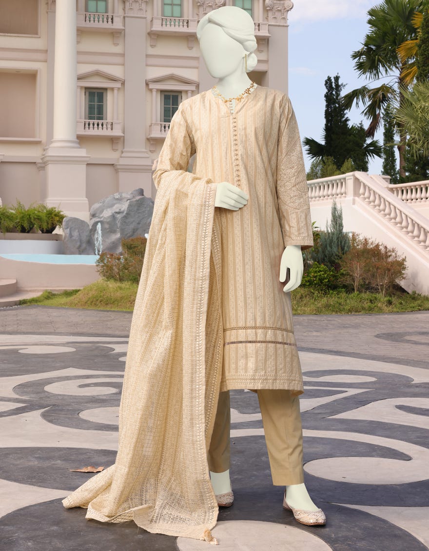 Beige Lawn Unstitched 3 Piece Dress | Jlawn-S-23-048 Offwhite