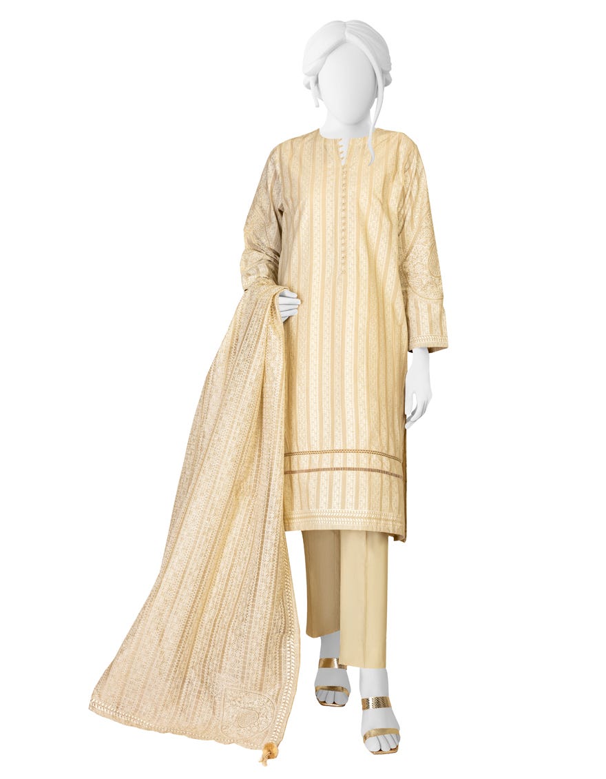 Beige Lawn 3 Piece Stitched Dress | Jlawn-S-23-048