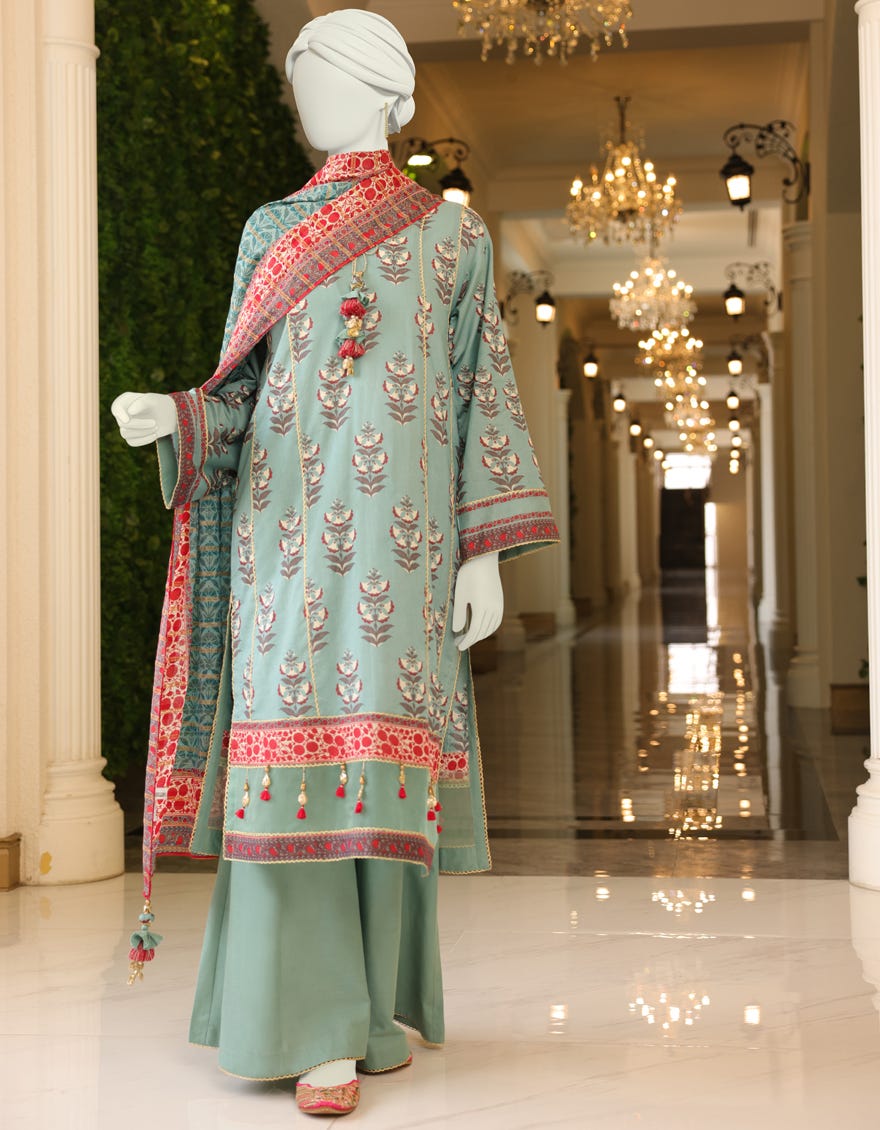 Green Lawn Unstitched 3 Piece Dress | Jlawn-S-23-050 Qanat