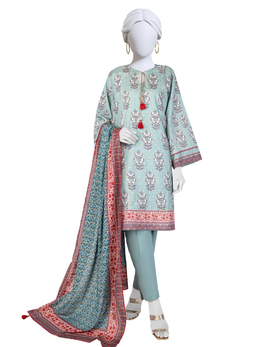 Green Lawn 3 Piece Stitched Dress | Jlawn-S-23-050