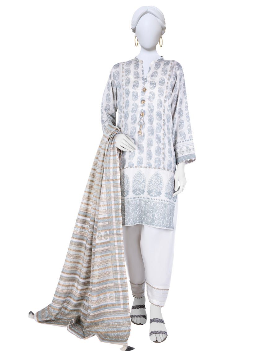 Beige Lawn 3 Piece Stitched Dress | Jlawn-S-23-052