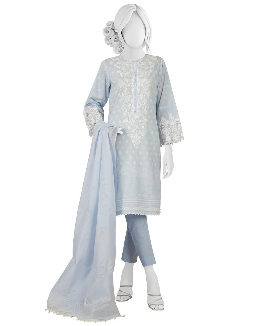 Sky Blue Lawn Unstitched 3 Piece Dress | Jlawn-S-23-053 Zeynel