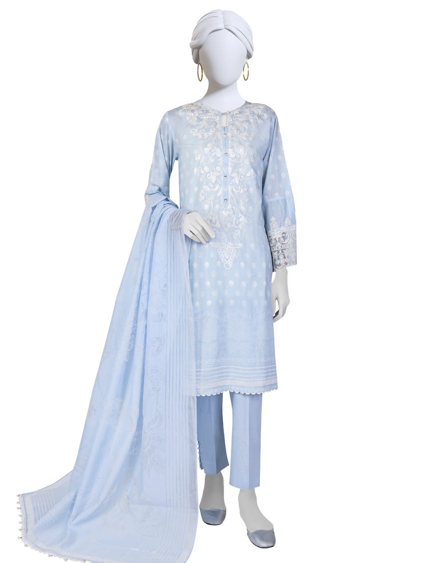 Sky Blue Lawn 3 Piece Stitched Dress | Jlawn-S-23-053