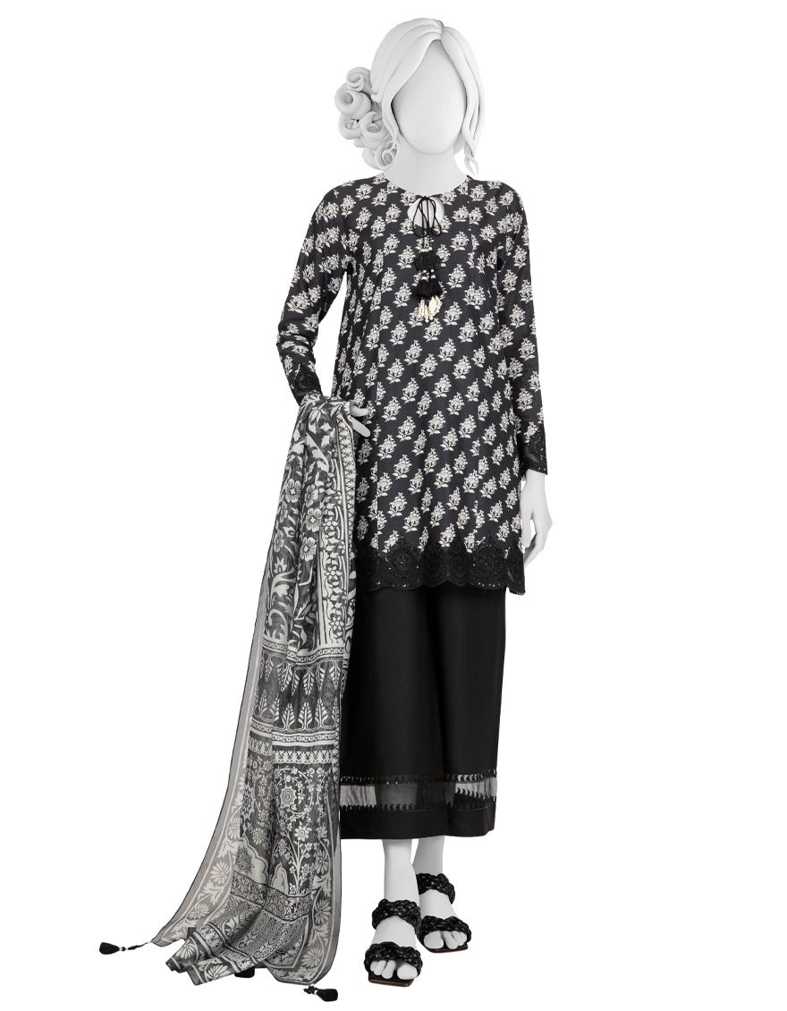 Black Lawn Unstitched 3 Piece Dress | Jlawn-S-23-054