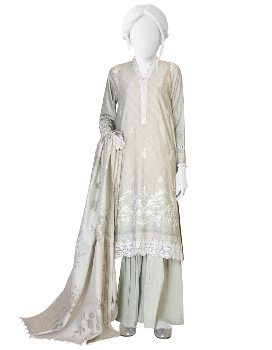 Sea Green Lawn Unstitched 3 Piece Dress | Jlawn-S-23-056 Mirabel