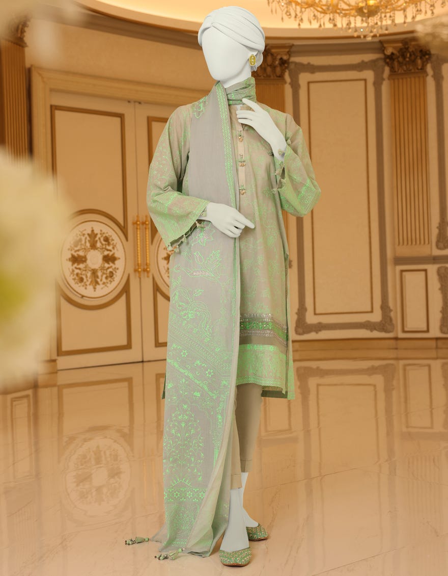 Green Lawn Unstitched 3 Piece Dress | Jlawn-S-23-058 Verde