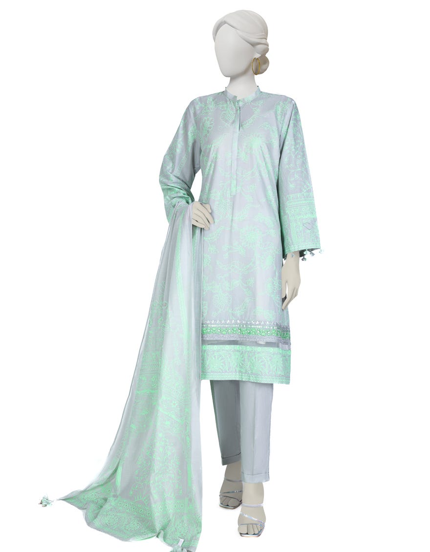 GREEN LAWN 3PC STITCHED | JLAWN-S-23-058
