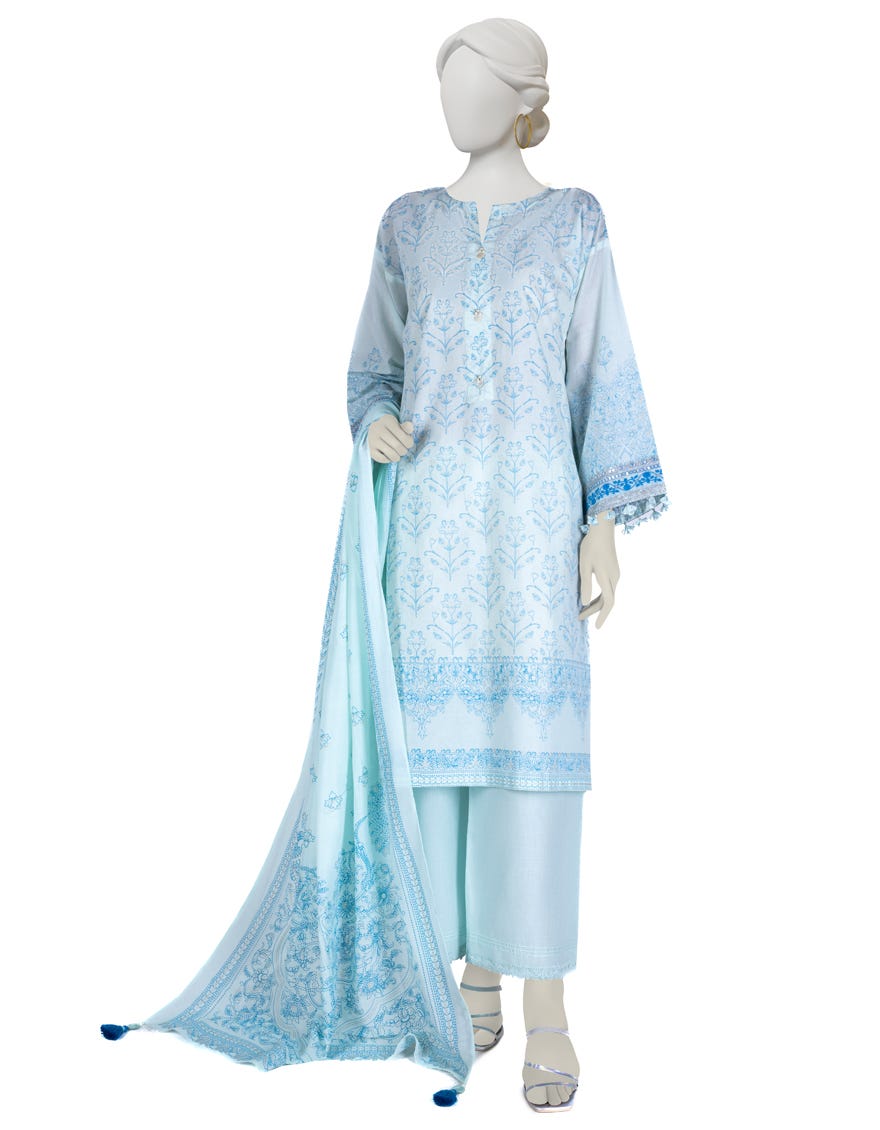 Sky Blue Lawn 3 Piece Stitched Dress | Jlawn-S-23-059