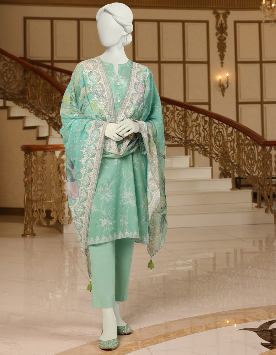 Turquoise Lawn Unstitched 3 Piece Dress | Jlawn-S-23-062 Ekin