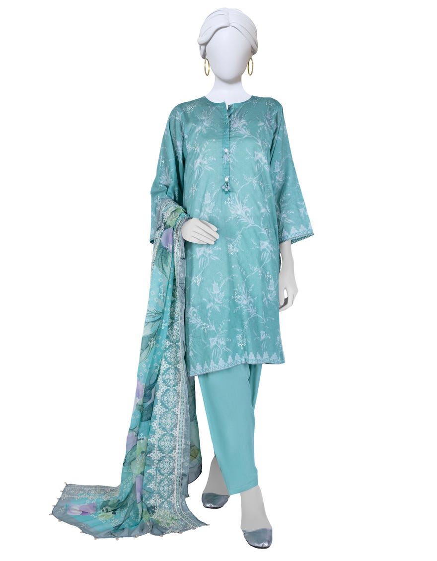 Turquoise Lawn 3 Piece Stitched Dress | Jlawn-S-23-062