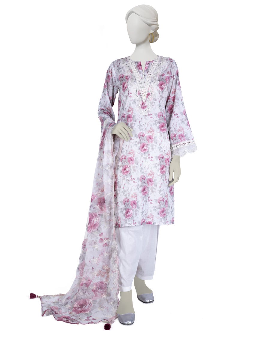 Multicolor Lawn 3 Piece Stitched Dress | Jlawn-S-23-064