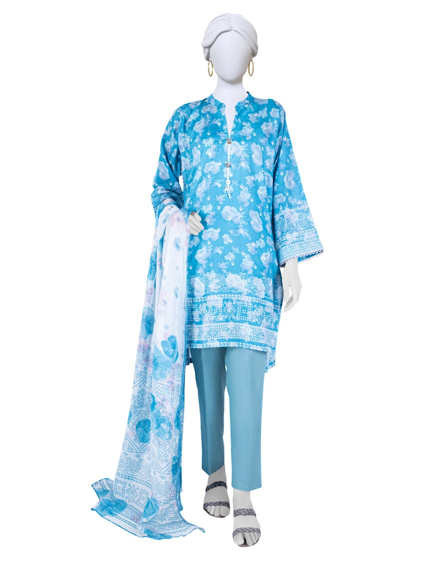 Blue Lawn 3 Piece Stitched Dress | Jlawn-S-23-065