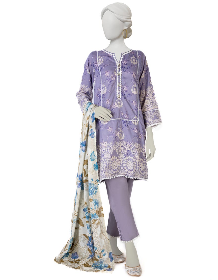 Purple Lawn 3 Piece Stitched Dress | Jlawn-S-23-067
