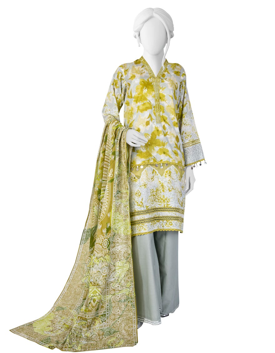 Lime Green Lawn Unstitched 3 Piece Dress | Jlawn-S-23-068