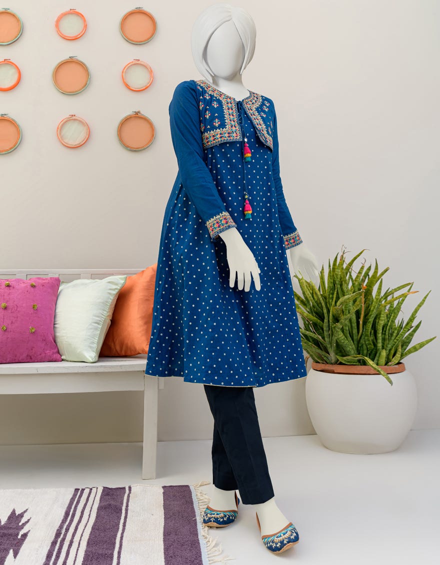 Blue Lawn Kurti | Jygk-S-Jjtk-23-074