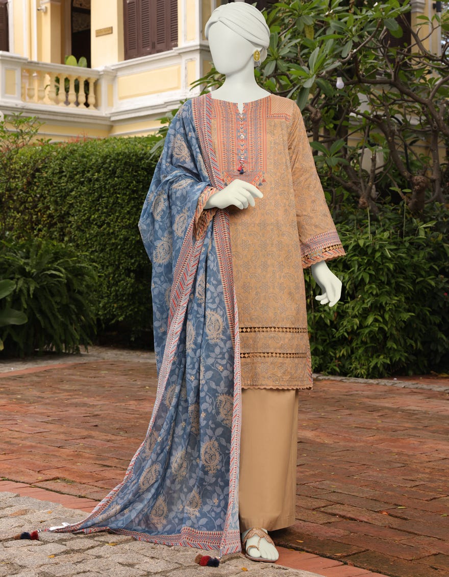 Beige Lawn Unstitched 3 Piece Dress | Jlawn-S-23-076