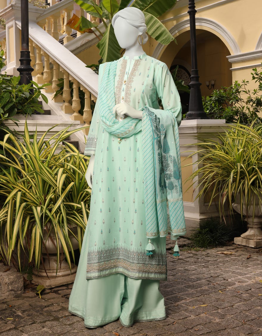 Turquoise Lawn Unstitched 3 Piece Dress | Jlawn-S-23-077 Cynara