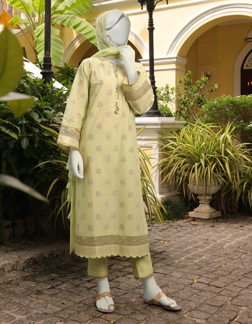 Lime Green Lawn Unstitched 3 Piece Dress | Jlawn-S-23-080 Embeth