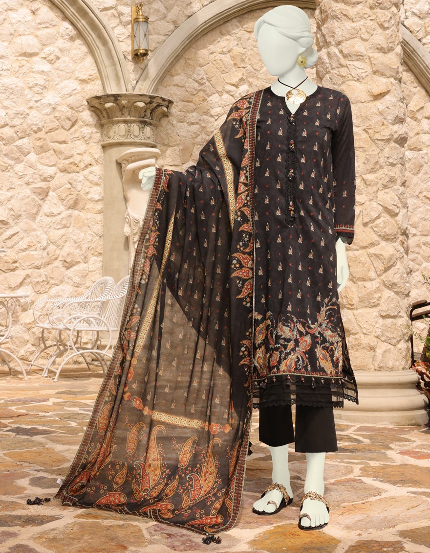 Black Lawn Unstitched 3 Piece Dress | Jlawn-S-23-083