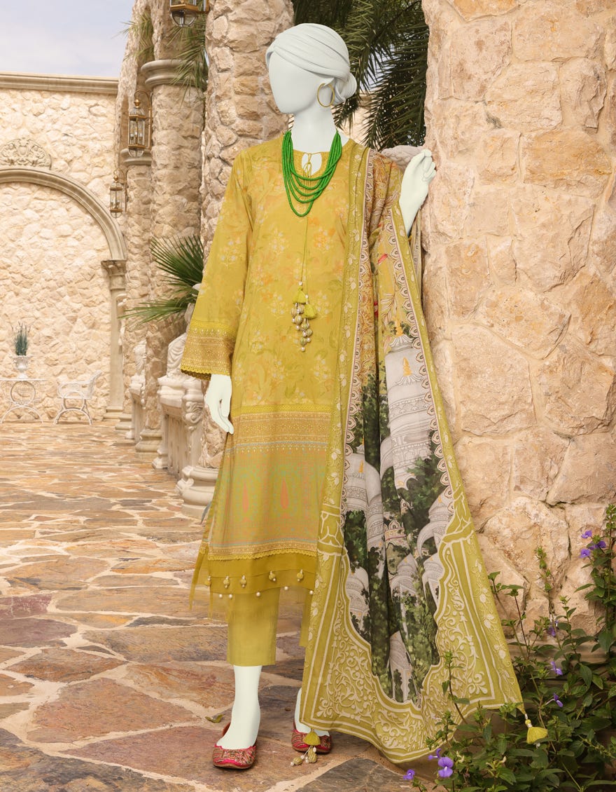 Lime Green Lawn Unstitched 3 Piece Dress | Jlawn-S-23-087 Mor