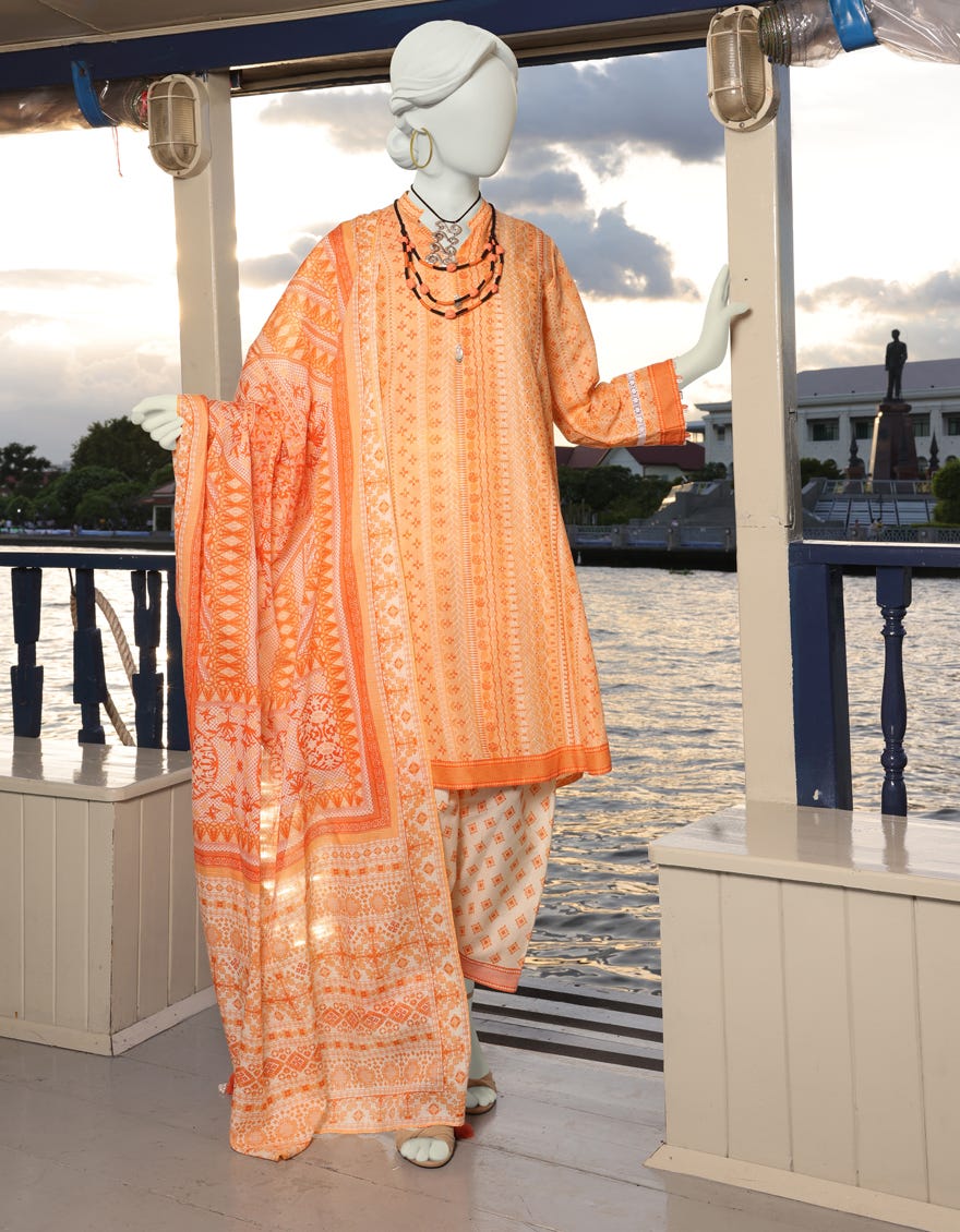 Orange Lawn Unstitched 3 Piece Dress | Jlawn-S-23-096 Rilli