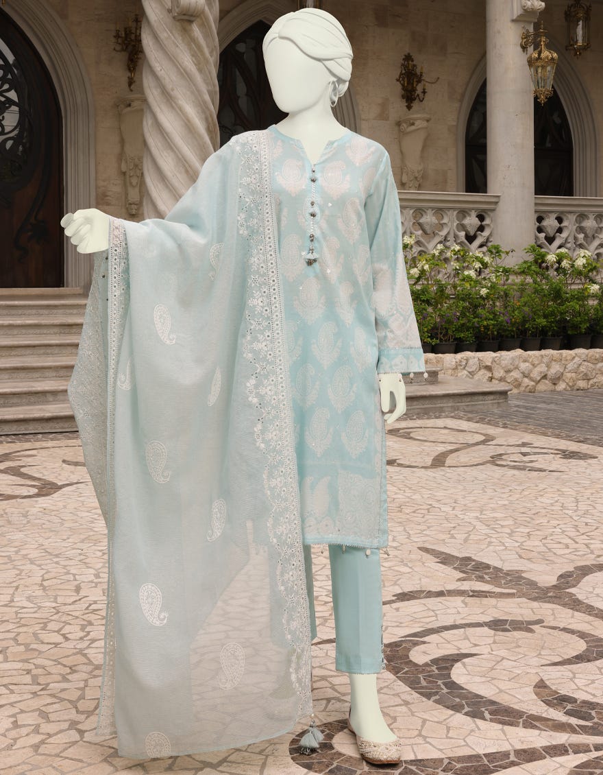 Sky Blue Lawn Unstitched 3 Piece Dress | Jlawn-S-23-098 Renata