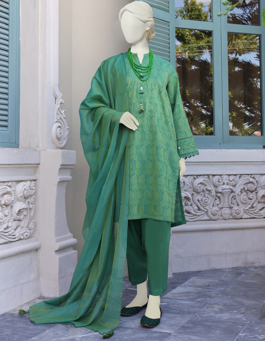 Green Jacquard Unstitched 2 Piece Dress | Jlawn-S-Jds-23-1004 Alani