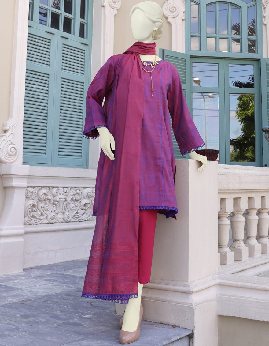 Maroon Jacquard Unstitched 2 Piece Dress | Jlawn-S-Jds-23-1006 Wren