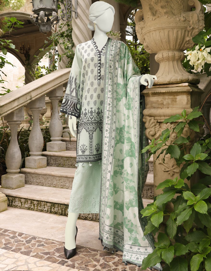 Sea Green Lawn Unstitched 3 Piece Dress | Jlawn-S-23-101 Gloria