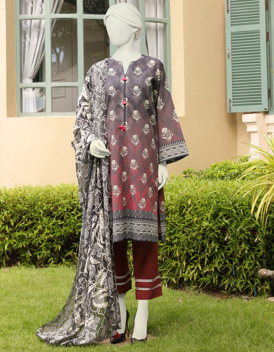 Black-Brown Lawn Unstitched 2 Piece Dress | Jlawn-S-Jds-23-1028 Yosha