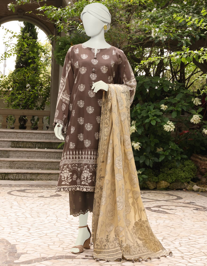 Brown Lawn Unstitched 3 Piece Dress | Jlawn-S-23-102 Rosa