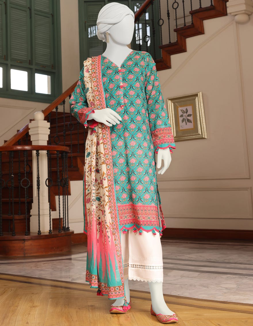 MULTICOLOR LAWN UNSTITCHED 2PC | JLAWN-S-JDS-23-1041 MOAR