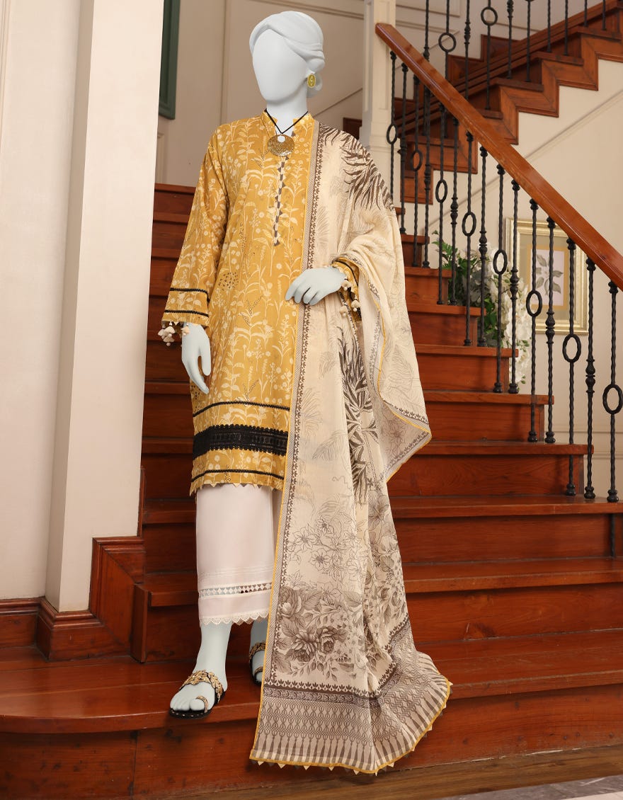 Mustard Lawn Unstitched 2 Piece Dress | Jlawn-S-Jds-23-1042 Sketch Grey