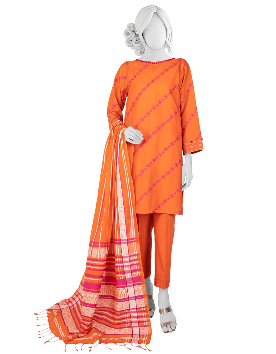 Orange Lawn Unstitched 2 Piece Dress | Jlawn-S-Jds-23-1050