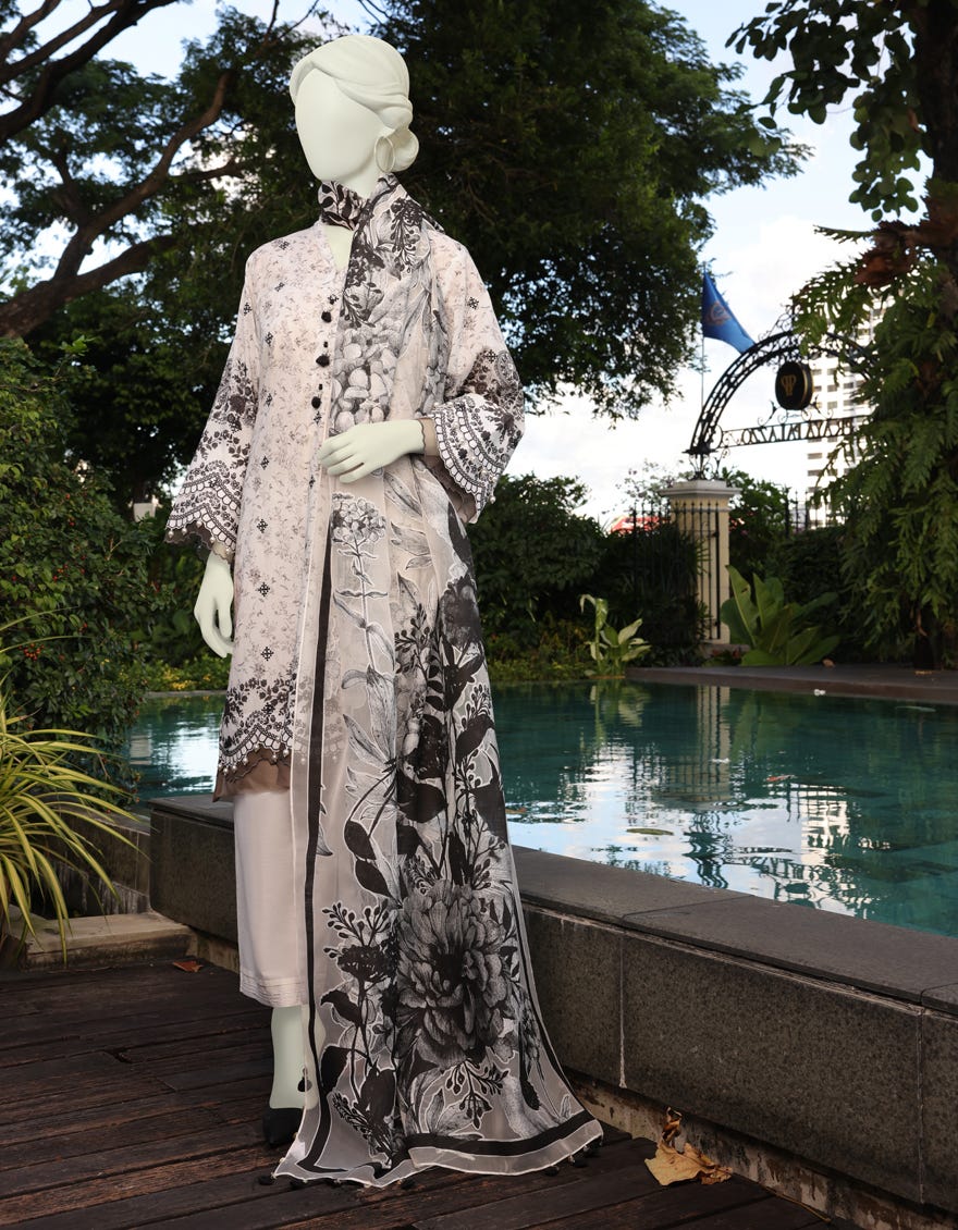 Grey-White Lawn Unstitched 3 Piece Dress | Jlawn-S-23-105 Kinsley