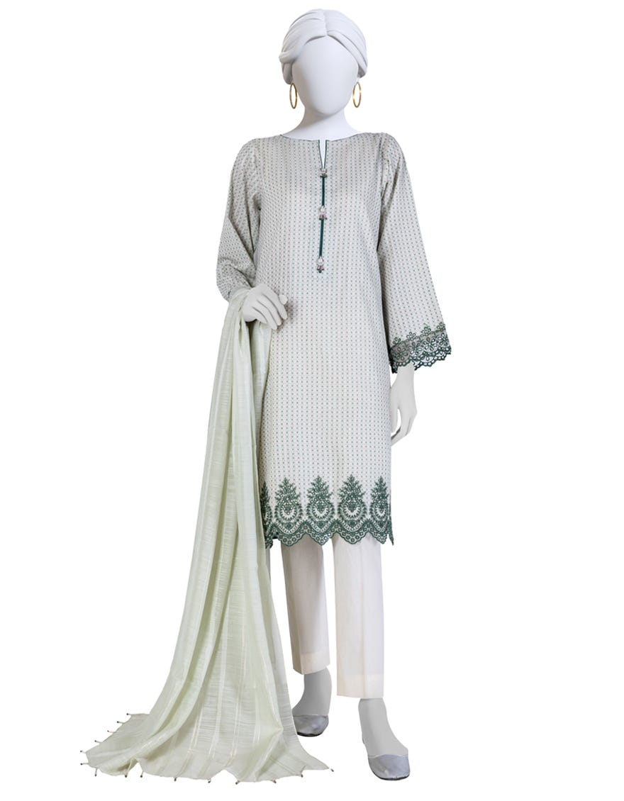Light Green Doria Unstitched 2 Piece Dress | Jlawn-S-Jds-23-1062