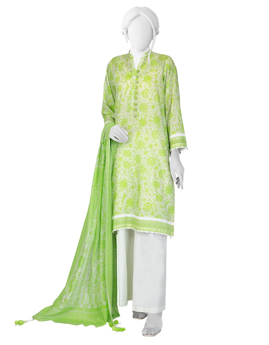 LIGHT GREEN LAWN UNSTITCHED 2PC | JLAWN-S-JDS-23-1069