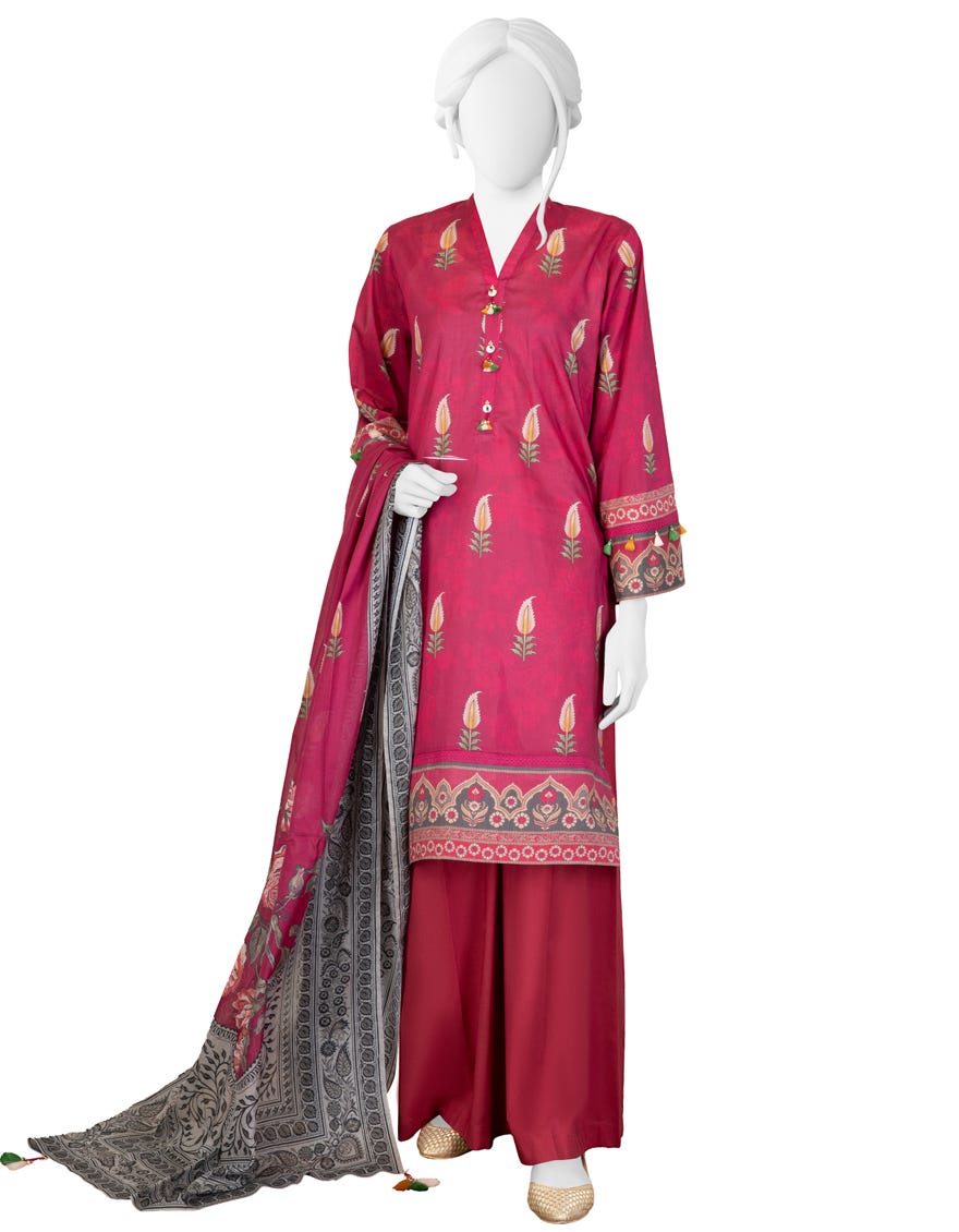 Pink Lawn Unstitched 2 Piece Dress | Jlawn-S-Jds-23-1071