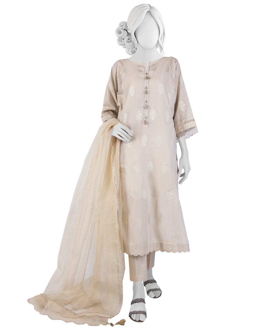 Beige Lawn Unstitched 2 Piece Dress | Jlawn-S-Jds-23-1074