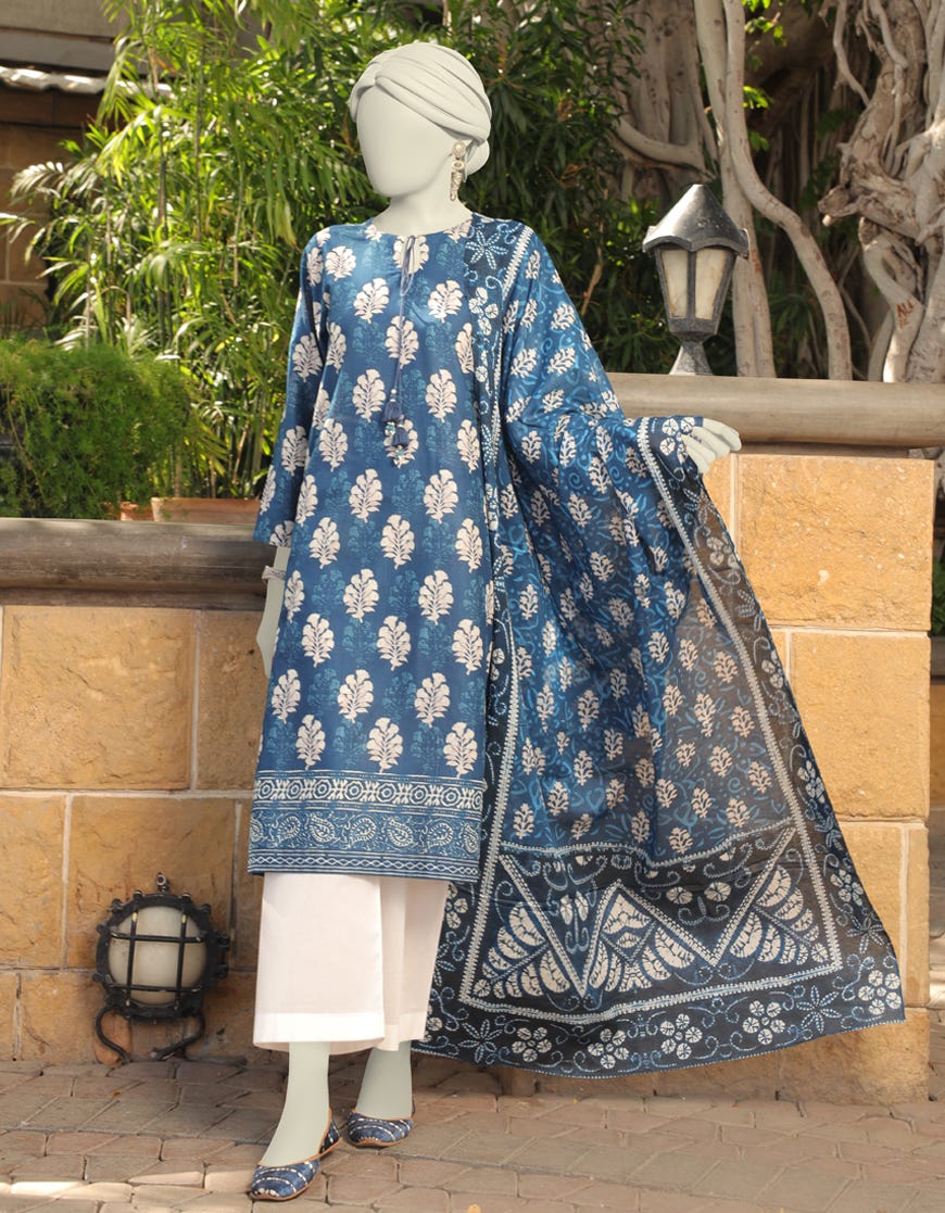 Blue Lawn 2 Piece Stitched Dress | Jlawn-S-Jds-23-1087