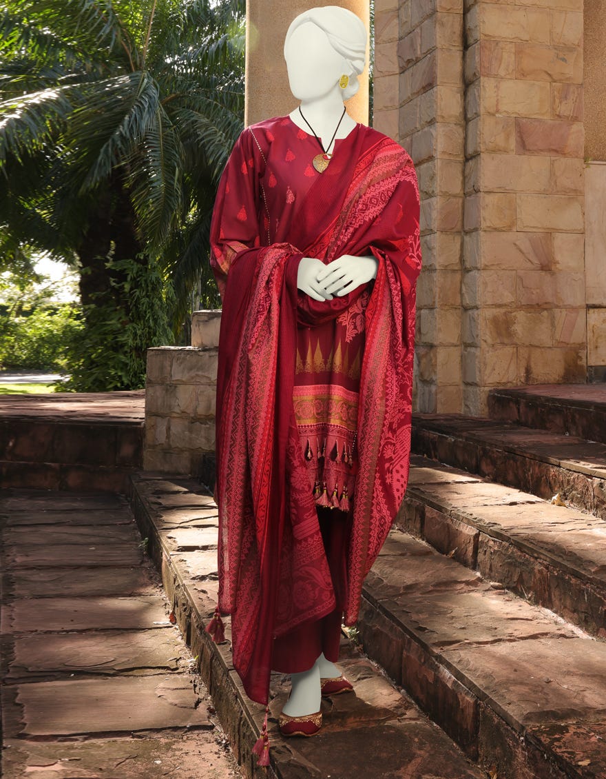 Maroon Lawn Unstitched 3 Piece Dress | Jlawn-S-23-110 Blackheritage