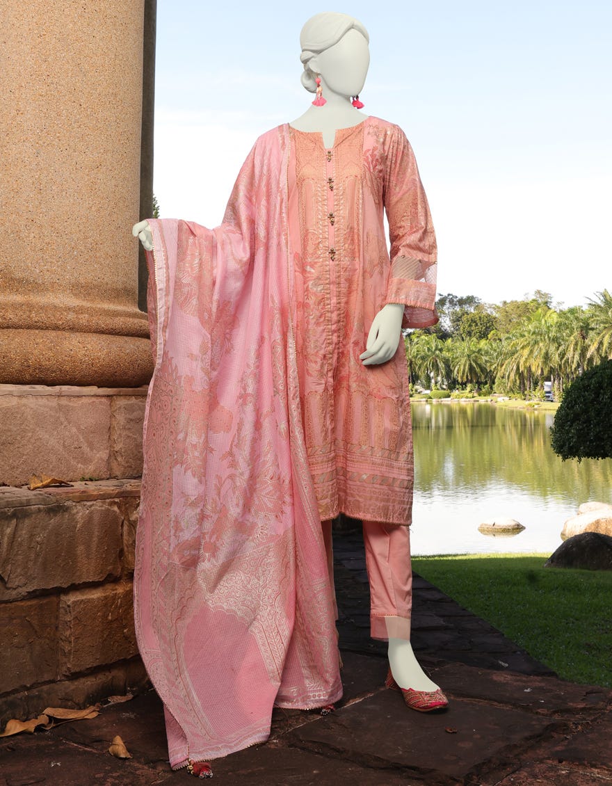Pink Lawn Unstitched 3 Piece Dress | Jlawn-S-23-111 Tapestrish